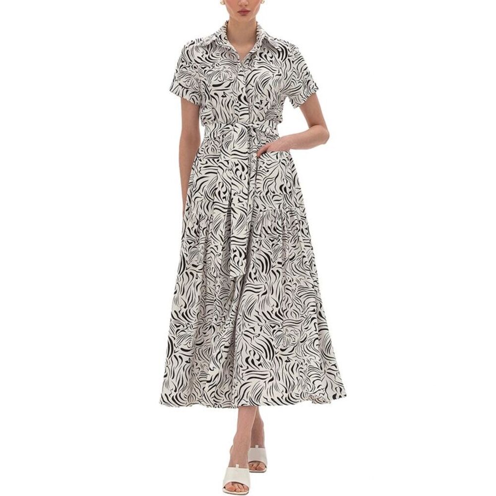 Bgl Womens  Linen-Blend Midi Dress, White
